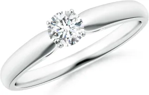 Angara Lab Grown Classic Solitaire Diamond Rounded Cathedral Engagement Ring in Silver / 14K Solid Gold/Platinum | April Birthstone, Birthday, Anniversary, Wedding Jewelry Gift for Women