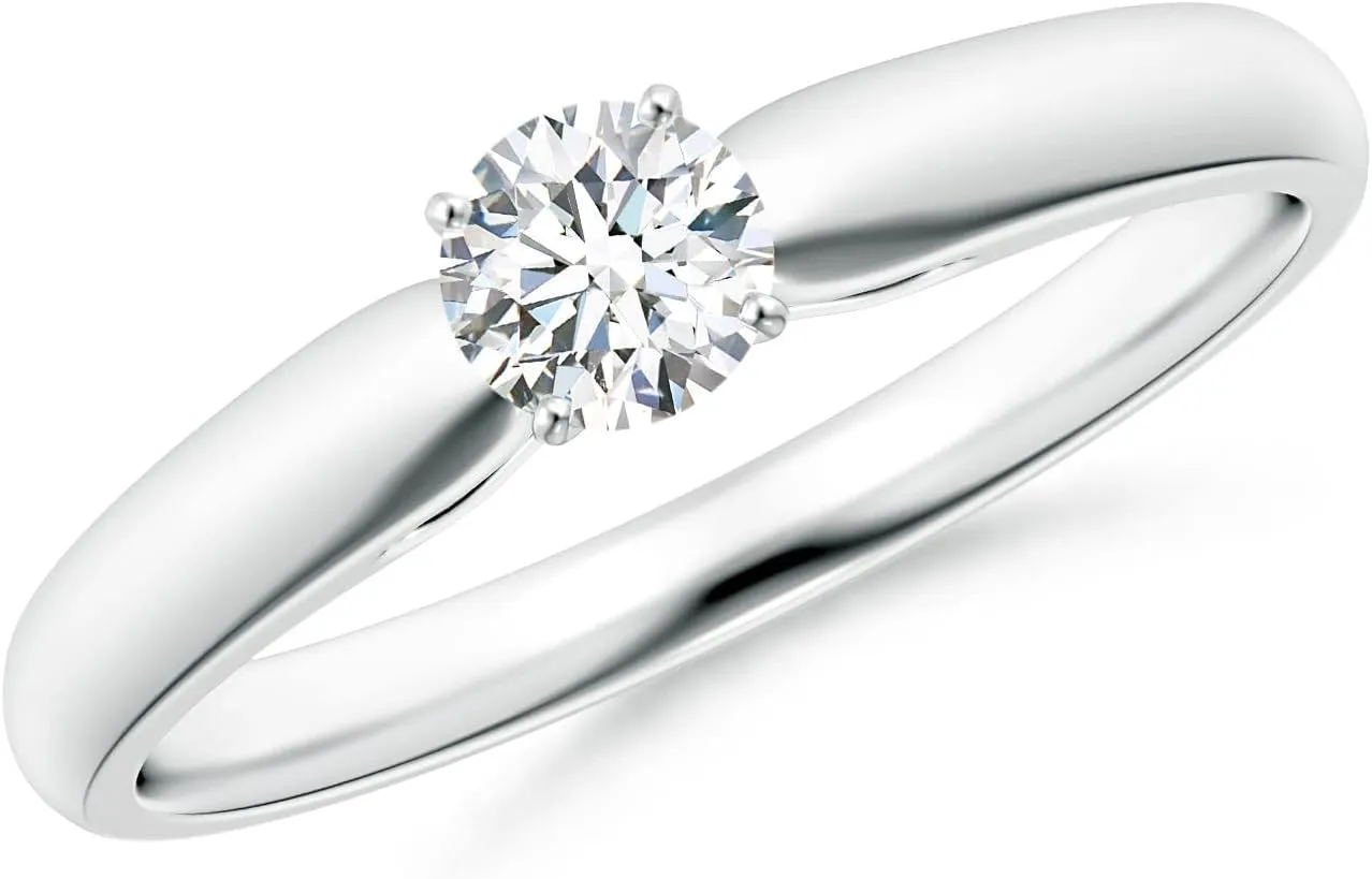 Angara Lab Grown Classic Solitaire Diamond Rounded Cathedral Engagement Ring in Silver / 14K Solid Gold/Platinum | April Birthstone, Birthday, Anniversary, Wedding Jewelry Gift for Women