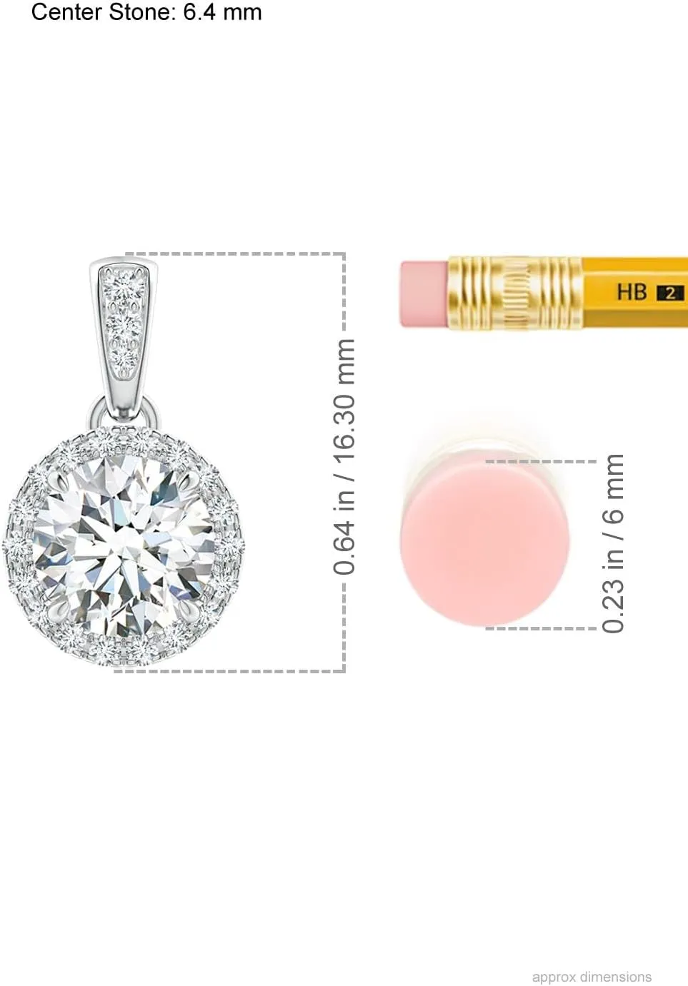 Angara Lab Grown Claw-Set Round Diamond Halo Pendant in 14K Solid Gold/Platinum | April Birthstone, Birthday, Engagement, Anniversary, Wedding Jewelry Gift for Women
