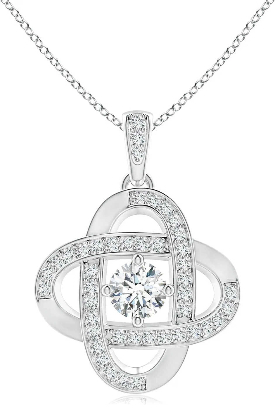 Angara Lab Grown Diamond Celtic Knot Dangle Pendant in 14K Solid Gold/Platinum | April Birthstone, Birthday, Engagement, Anniversary, Wedding Jewelry Gift for Women