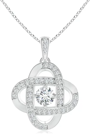Angara Lab Grown Diamond Celtic Knot Dangle Pendant in 14K Solid Gold/Platinum | April Birthstone, Birthday, Engagement, Anniversary, Wedding Jewelry Gift for Women