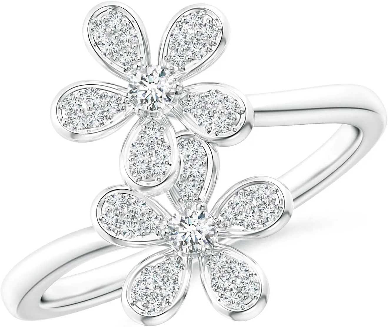 Angara Lab Grown Diamond Five Petal Flower Fashion Ring in Silver / 14K Solid Gold/Platinum | April Birthstone, Birthday, Engagement, Anniversary, Wedding Jewelry Gift for Women
