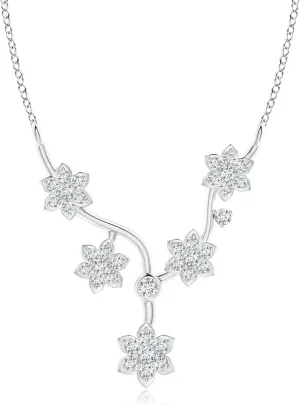 Angara Lab Grown Diamond Floral Fashion Necklace in 14K Solid Gold/Platinum | April Birthstone, Birthday, Engagement, Anniversary, Wedding Jewelry Gift for Women