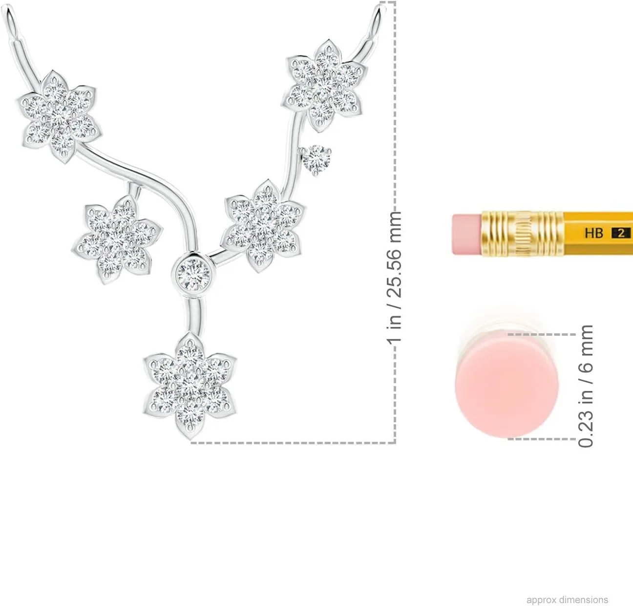 Angara Lab Grown Diamond Floral Fashion Necklace in 14K Solid Gold/Platinum | April Birthstone, Birthday, Engagement, Anniversary, Wedding Jewelry Gift for Women