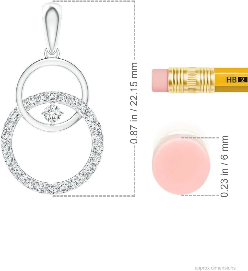 Angara Lab Grown Diamond Interlocking Circle Pendant in 14K Solid Gold/Platinum | April Birthstone, Birthday, Engagement, Anniversary, Wedding Jewelry Gift for Women