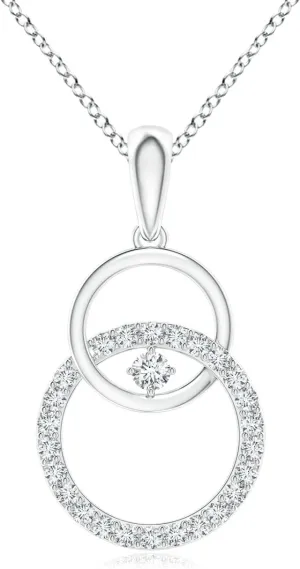 Angara Lab Grown Diamond Interlocking Circle Pendant in 14K Solid Gold/Platinum | April Birthstone, Birthday, Engagement, Anniversary, Wedding Jewelry Gift for Women