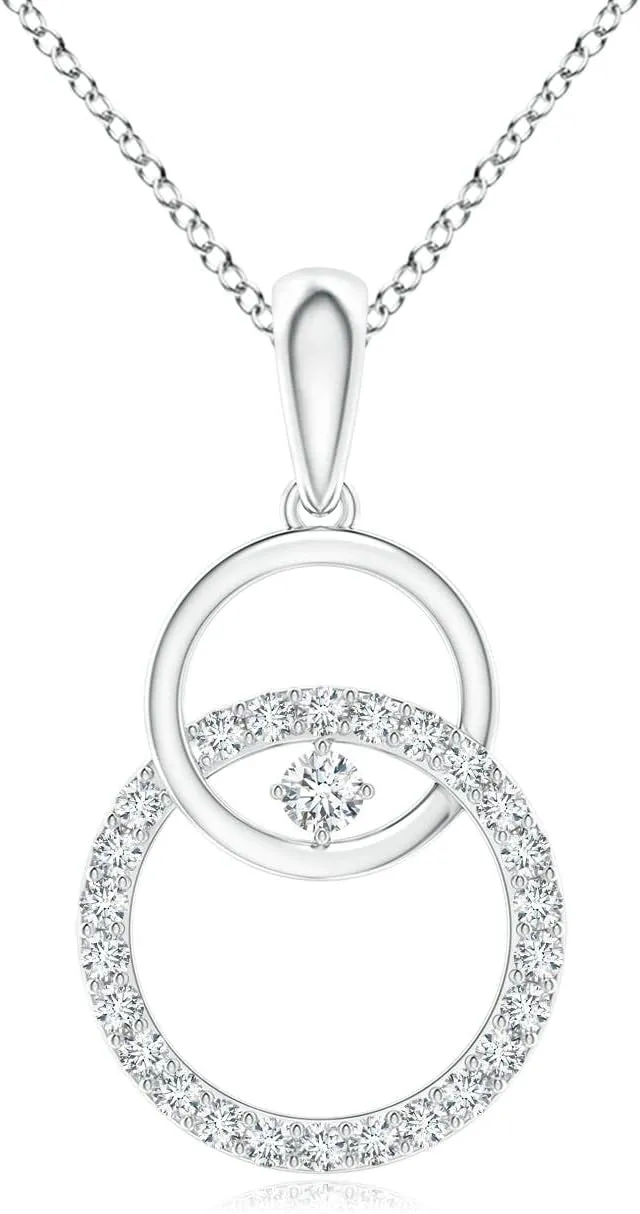 Angara Lab Grown Diamond Interlocking Circle Pendant in 14K Solid Gold/Platinum | April Birthstone, Birthday, Engagement, Anniversary, Wedding Jewelry Gift for Women