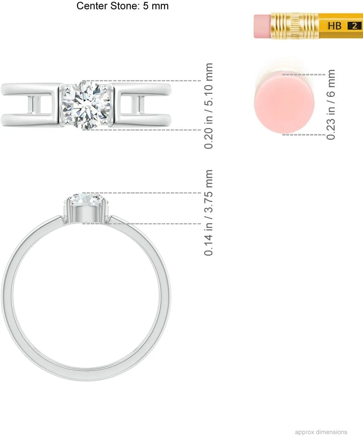 Angara Lab Grown Diamond Solitaire Parallel Split Shank Ring in Silver / 14K Solid Gold/Platinum | April Birthstone, Birthday, Engagement, Anniversary, Wedding Jewelry Gift for Women