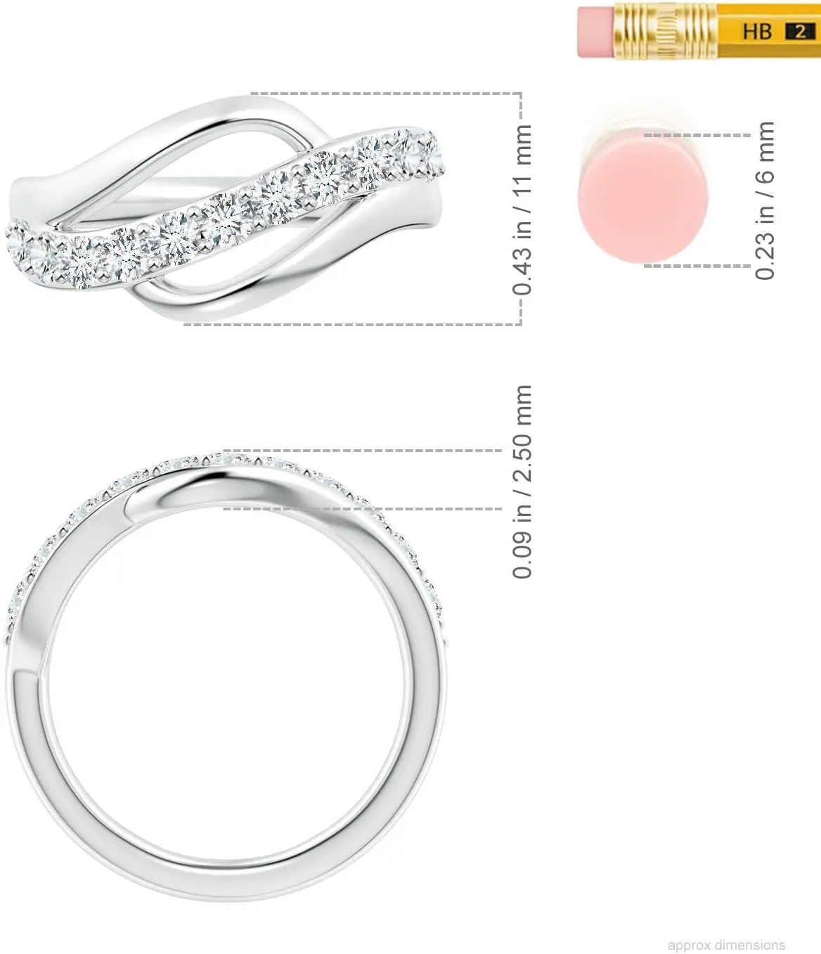 Angara Lab Grown Diamond Swirl Bypass Ring in Silver / 14K Solid Gold/Platinum | April Birthstone, Birthday, Engagement, Anniversary, Wedding Jewelry Gift for Women
