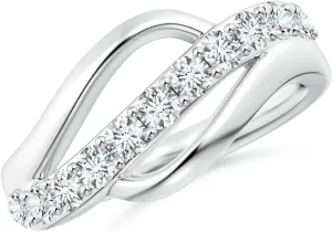 Angara Lab Grown Diamond Swirl Bypass Ring in Silver / 14K Solid Gold/Platinum | April Birthstone, Birthday, Engagement, Anniversary, Wedding Jewelry Gift for Women