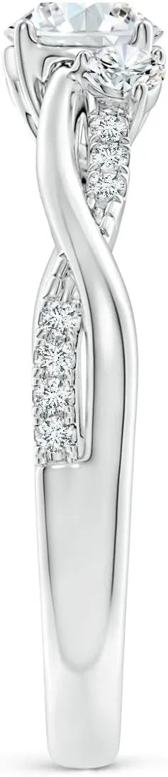 Angara Lab Grown Diamond Twisted Vine Ring in Silver / 14K Solid Gold/Platinum | April Birthstone, Birthday, Engagement, Anniversary, Wedding Jewelry Gift for Women