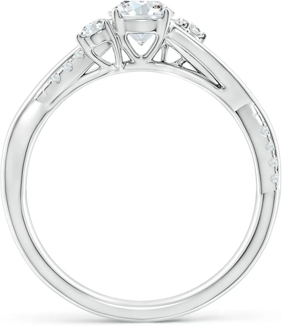 Angara Lab Grown Diamond Twisted Vine Ring in Silver / 14K Solid Gold/Platinum | April Birthstone, Birthday, Engagement, Anniversary, Wedding Jewelry Gift for Women