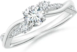 Angara Lab Grown Diamond Twisted Vine Ring in Silver / 14K Solid Gold/Platinum | April Birthstone, Birthday, Engagement, Anniversary, Wedding Jewelry Gift for Women