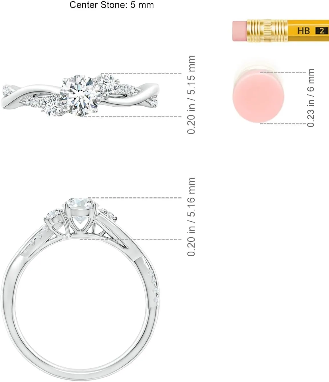 Angara Lab Grown Diamond Twisted Vine Ring in Silver / 14K Solid Gold/Platinum | April Birthstone, Birthday, Engagement, Anniversary, Wedding Jewelry Gift for Women