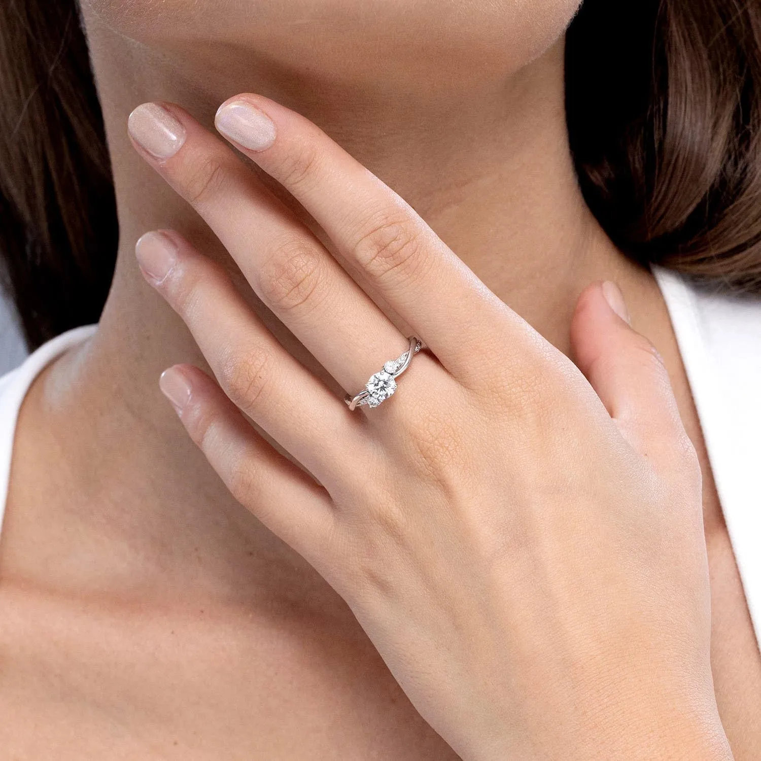 Angara Lab Grown Diamond Twisted Vine Ring in Silver / 14K Solid Gold/Platinum | April Birthstone, Birthday, Engagement, Anniversary, Wedding Jewelry Gift for Women