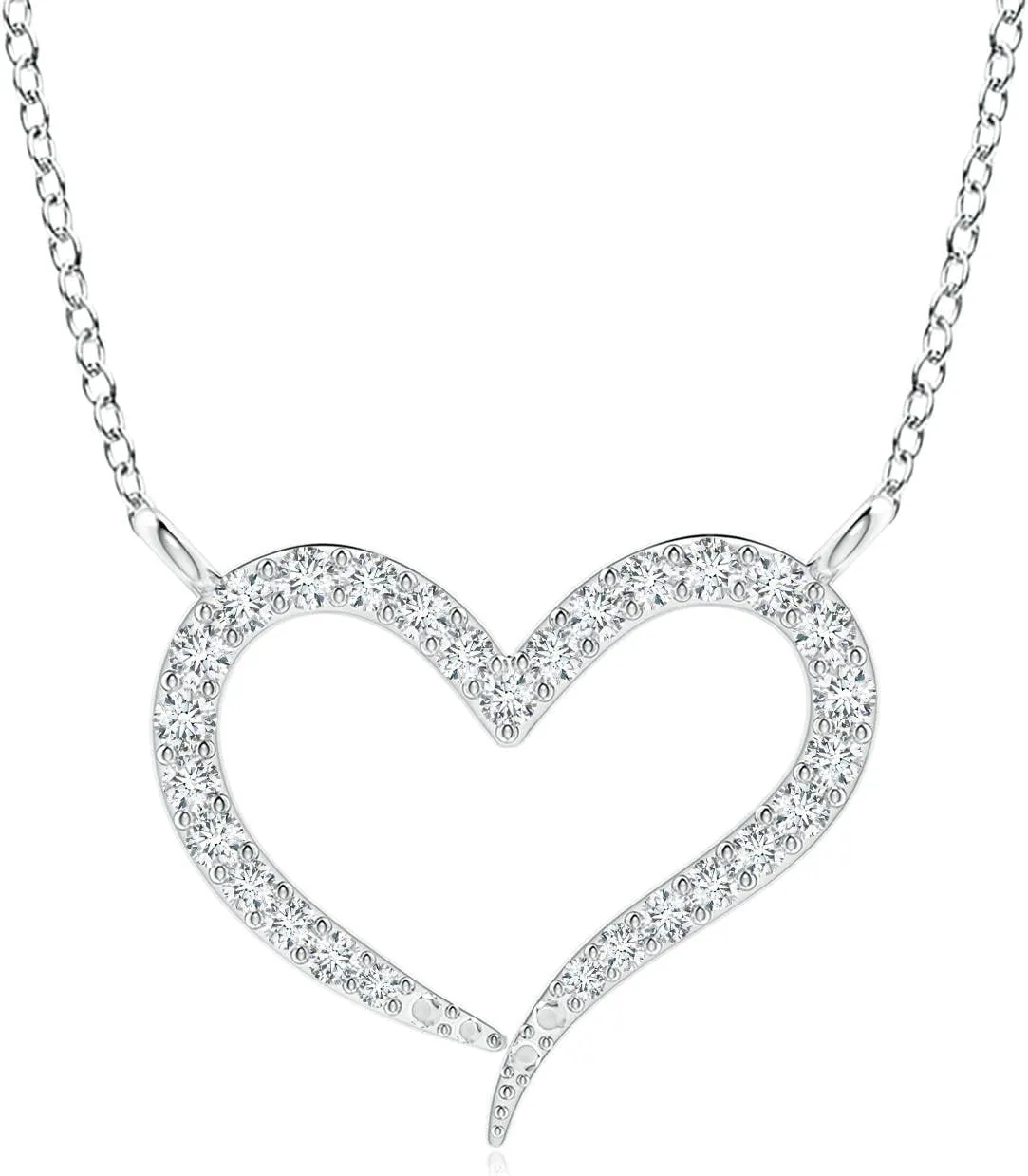 Angara Lab Grown Diamond Wavy Heart Pendant in 14K Solid Gold/Platinum | April Birthstone, Birthday, Engagement, Anniversary, Wedding Jewelry Gift for Women