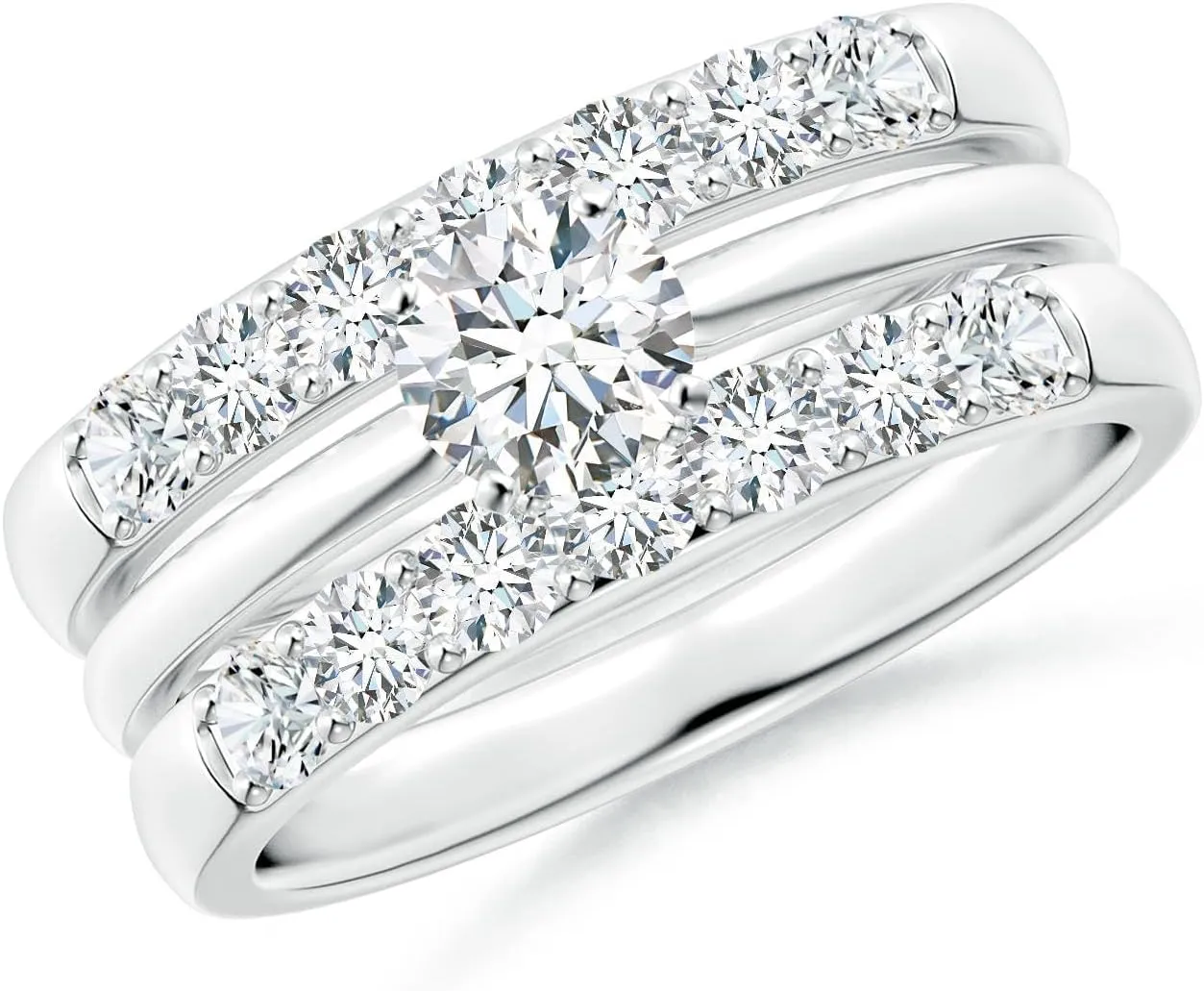 Angara Lab Grown Double Band Prong-Set Diamond Ring Wrap in Platinum for Women 14k Gold/Silver/Platinum | April Birthstone Jewelry for Her
