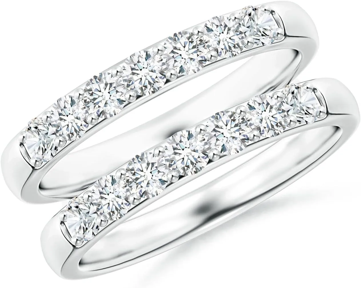 Angara Lab Grown Double Band Prong-Set Diamond Ring Wrap in Platinum for Women 14k Gold/Silver/Platinum | April Birthstone Jewelry for Her