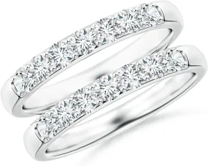 Angara Lab Grown Double Band Prong-Set Diamond Ring Wrap in Platinum for Women 14k Gold/Silver/Platinum | April Birthstone Jewelry for Her
