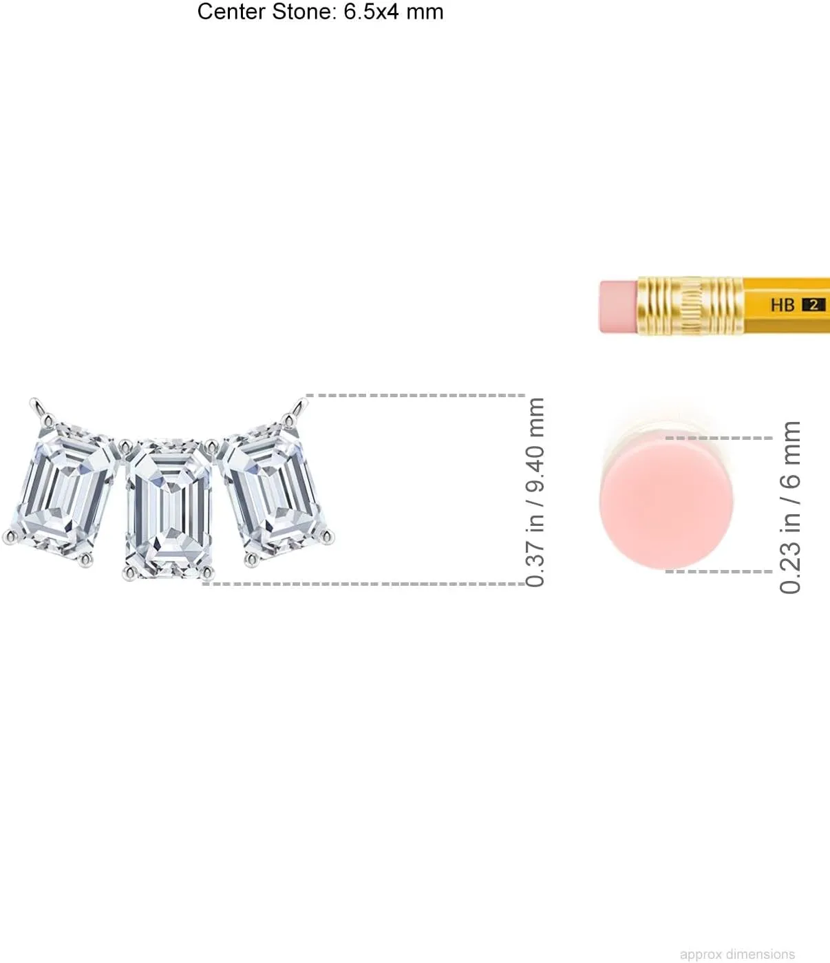 Angara Lab Grown Emerald-Cut Diamond Three Stone Pendant in 14K Solid Gold/Platinum | April Birthstone, Birthday, Engagement, Anniversary, Wedding Jewelry Gift for Women
