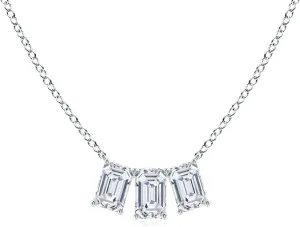 Angara Lab Grown Emerald-Cut Diamond Three Stone Pendant in 14K Solid Gold/Platinum | April Birthstone, Birthday, Engagement, Anniversary, Wedding Jewelry Gift for Women