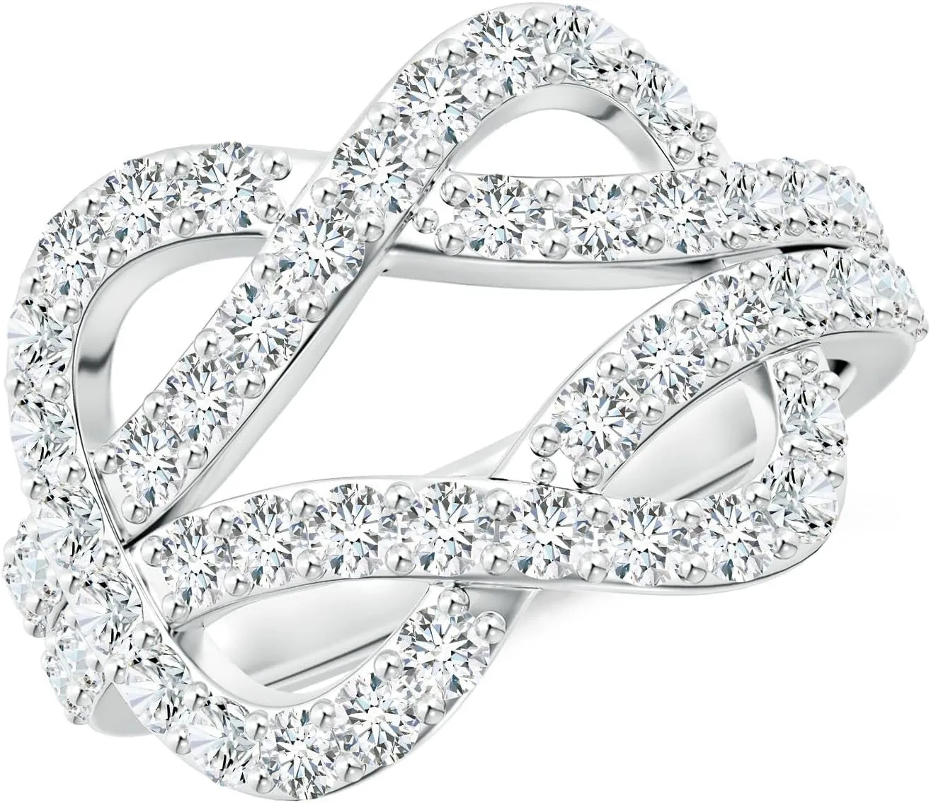 Angara Lab Grown Encrusted Diamond Infinity Knot Ring in 14K Solid Gold/Platinum | April Birthstone, Birthday, Engagement, Anniversary, Wedding Jewelry Gift for Women