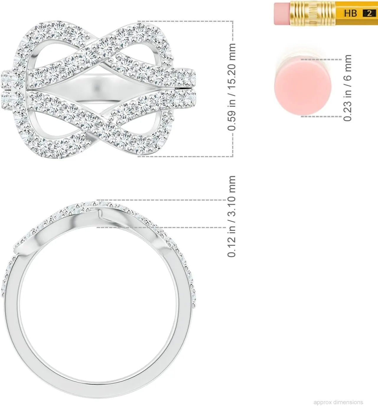 Angara Lab Grown Encrusted Diamond Infinity Knot Ring in 14K Solid Gold/Platinum | April Birthstone, Birthday, Engagement, Anniversary, Wedding Jewelry Gift for Women