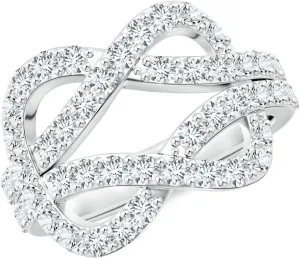 Angara Lab Grown Encrusted Diamond Infinity Knot Ring in 14K Solid Gold/Platinum | April Birthstone, Birthday, Engagement, Anniversary, Wedding Jewelry Gift for Women