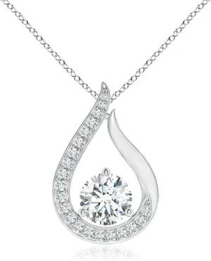 Angara Lab Grown Floating Diamond Tulip Pendant in 14K Solid Gold/Platinum | April Birthstone, Birthday, Engagement, Anniversary, Wedding Jewelry Gift for Women