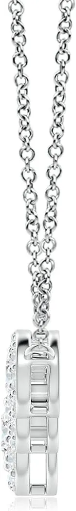 Angara Lab Grown Graduated Five Stone Diamond Halo Necklace in 14K Solid Gold/Platinum | April Birthstone, Birthday, Engagement, Anniversary, Wedding Jewelry Gift for Women