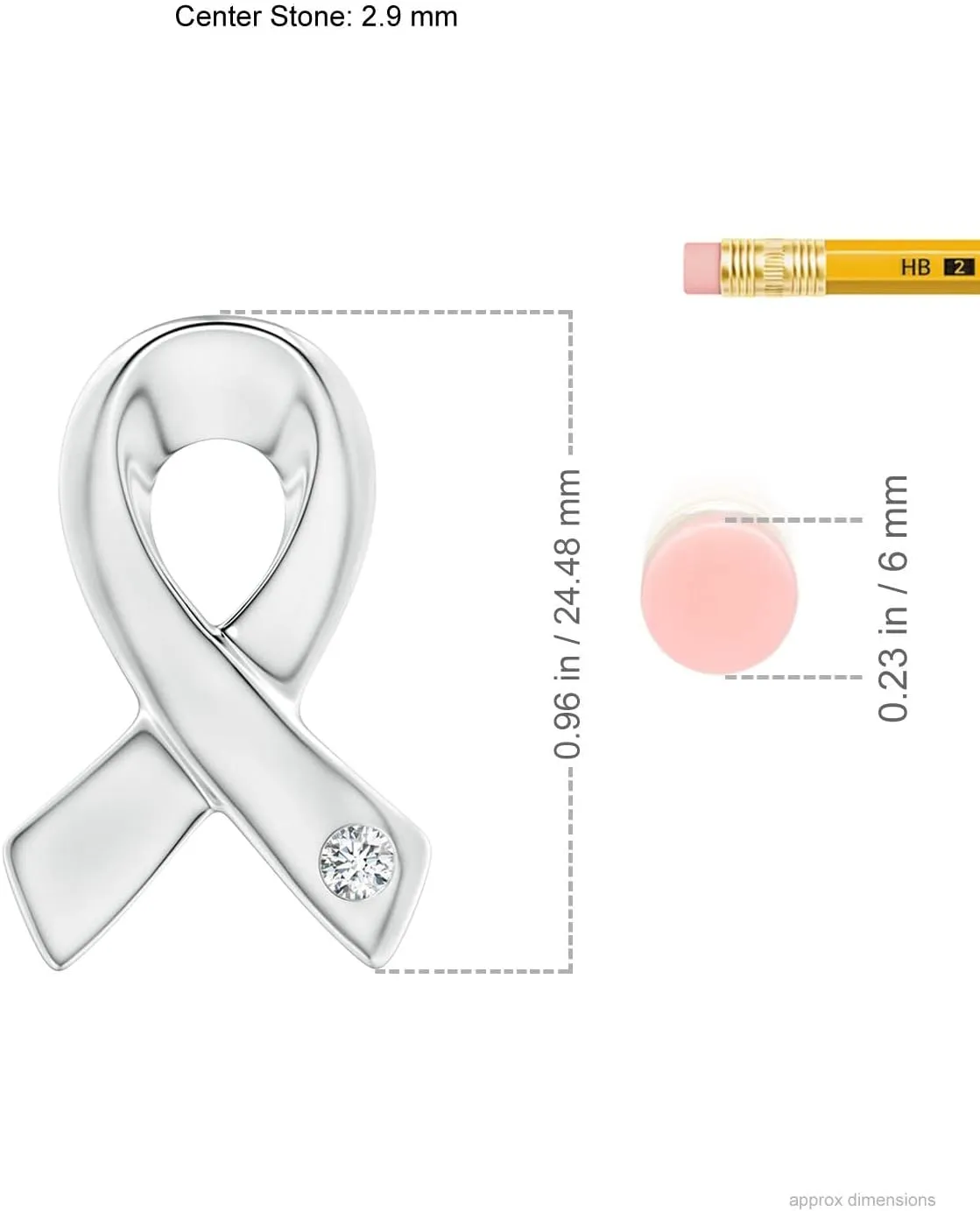 Angara Lab Grown Gypsy-Set Round Diamond Ribbon Pendant in Silver / 14K Solid Gold/Platinum | April Birthstone, Birthday, Engagement, Anniversary, Wedding Jewelry Gift for Women