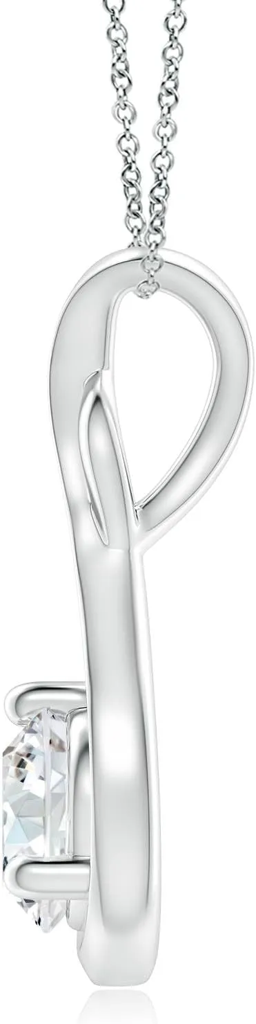 Angara Lab Grown Infinity Twist Diamond Solitaire Pendant in 14K Solid Gold/Platinum | April Birthstone, Birthday, Engagement, Anniversary, Wedding Jewelry Gift for Women