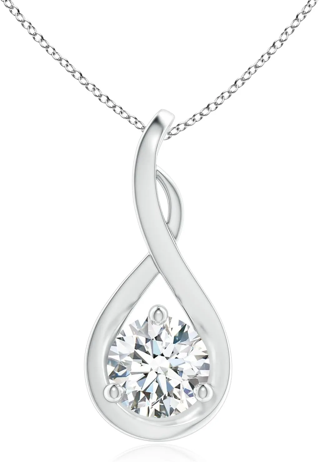 Angara Lab Grown Infinity Twist Diamond Solitaire Pendant in 14K Solid Gold/Platinum | April Birthstone, Birthday, Engagement, Anniversary, Wedding Jewelry Gift for Women