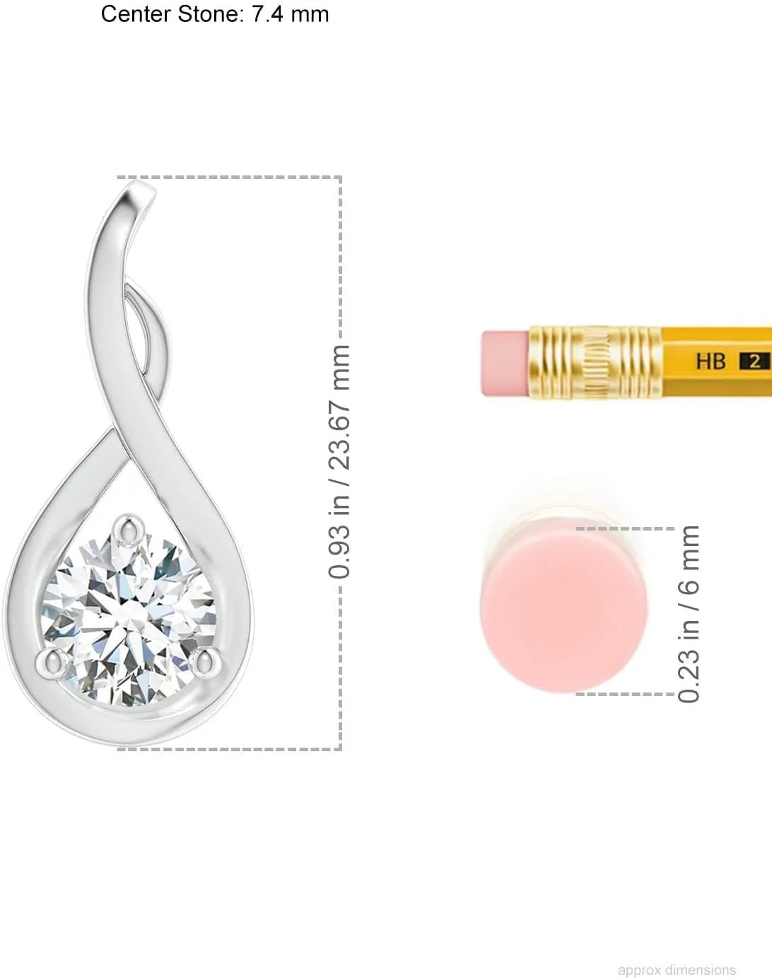 Angara Lab Grown Infinity Twist Diamond Solitaire Pendant in 14K Solid Gold/Platinum | April Birthstone, Birthday, Engagement, Anniversary, Wedding Jewelry Gift for Women