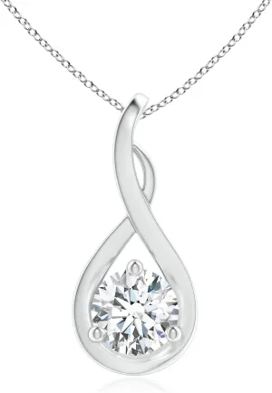 Angara Lab Grown Infinity Twist Diamond Solitaire Pendant in 14K Solid Gold/Platinum | April Birthstone, Birthday, Engagement, Anniversary, Wedding Jewelry Gift for Women