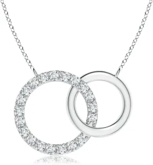 Angara Lab Grown Interlocking Diamond Circle Necklace in 14K Solid Gold/Platinum | April Birthstone, Birthday, Engagement, Anniversary, Wedding Jewelry Gift for Women