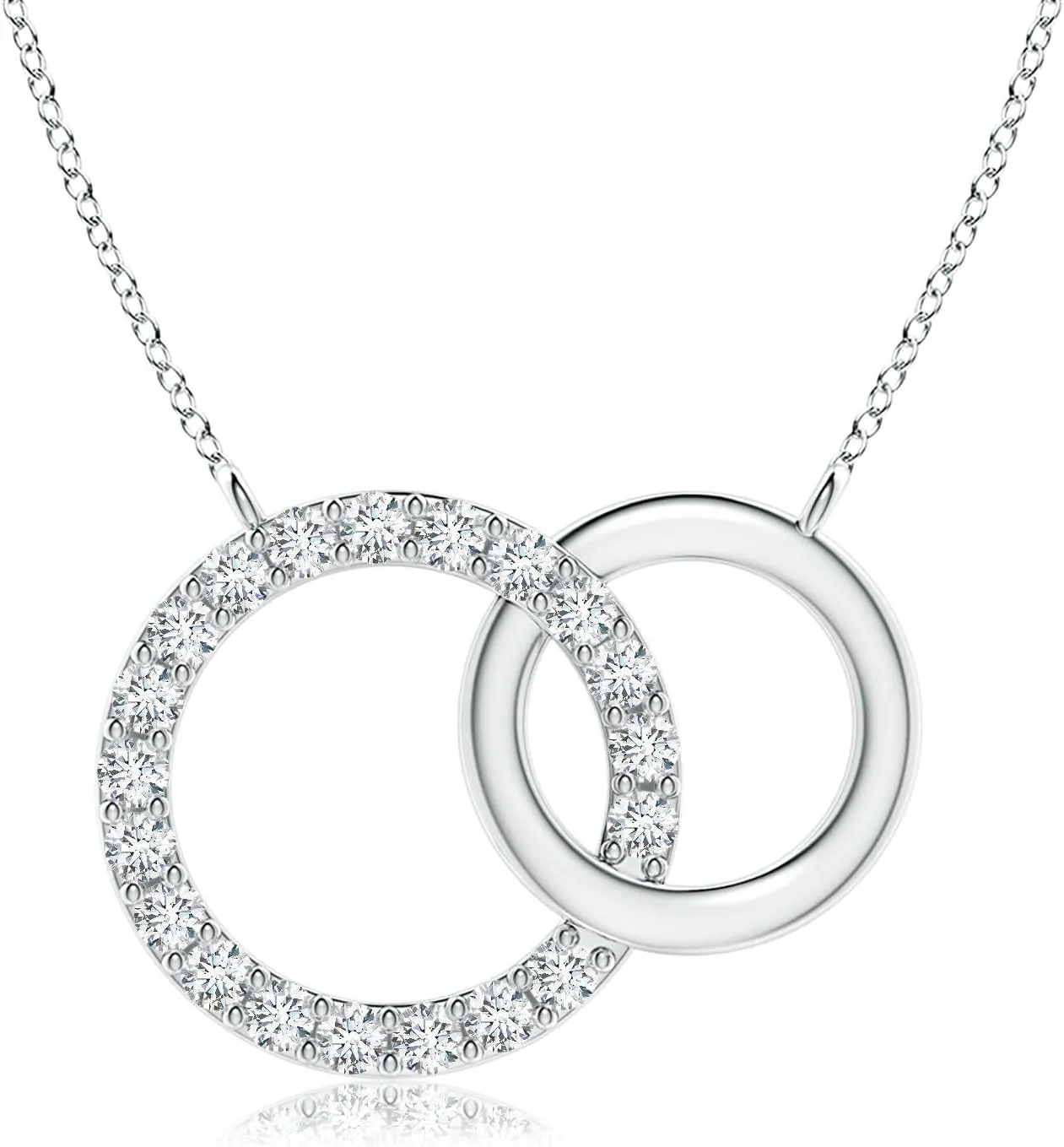 Angara Lab Grown Interlocking Diamond Circle Necklace in 14K Solid Gold/Platinum | April Birthstone, Birthday, Engagement, Anniversary, Wedding Jewelry Gift for Women