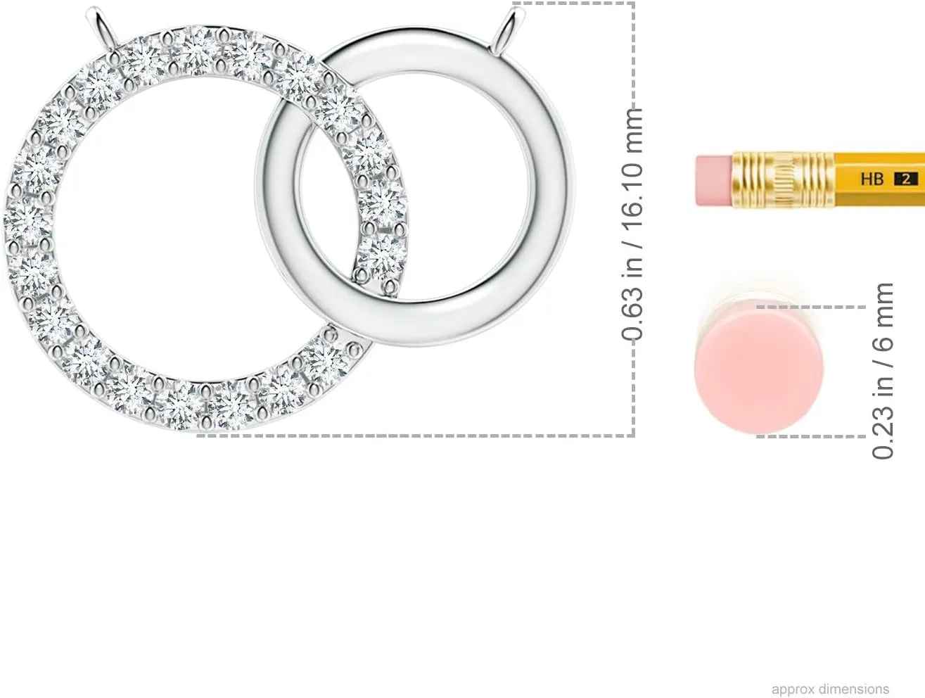 Angara Lab Grown Interlocking Diamond Circle Necklace in 14K Solid Gold/Platinum | April Birthstone, Birthday, Engagement, Anniversary, Wedding Jewelry Gift for Women