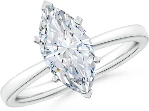 Angara Lab Grown Marquise Diamond Reverse Tapered Shank Solitaire Engagement Ring in Silver / 14K Solid Gold/Platinum | April Birthstone, Birthday, Anniversary, Wedding Jewelry Gift for Women
