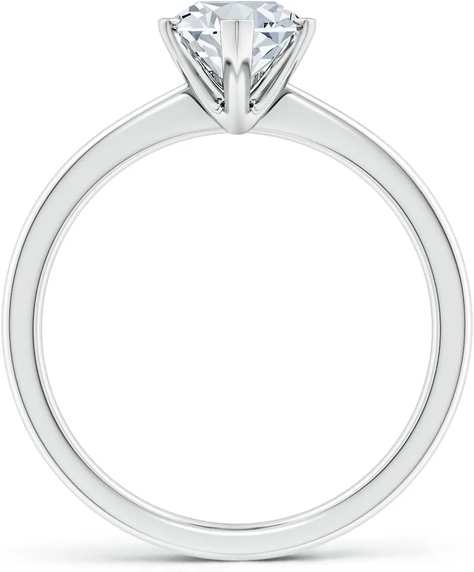Angara Lab Grown Marquise Diamond Reverse Tapered Shank Solitaire Engagement Ring in Silver / 14K Solid Gold/Platinum | April Birthstone, Birthday, Anniversary, Wedding Jewelry Gift for Women