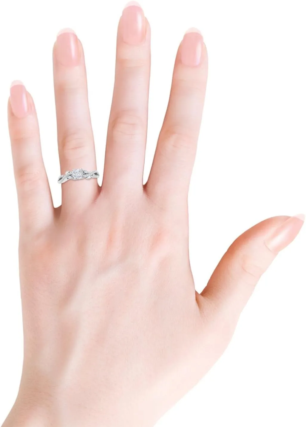 Angara Lab Grown Nature-Inspired Cushion and Marquise Diamond Side Stone Engagement Ring in Silver / 14K Solid Gold/Platinum | April Birthstone, Birthday, Anniversary, Wedding Jewelry Gift for Women