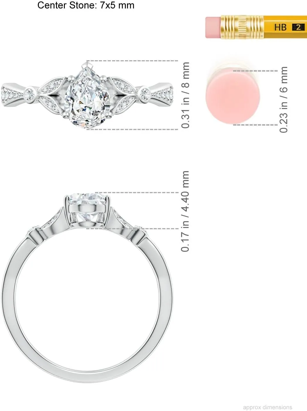 Angara Lab Grown Nature-Inspired Pear Diamond Engagement Ring with Leaf Motifs in 14K Solid Gold/Platinum | April Birthstone, Birthday, Anniversary, Wedding Jewelry Gift for Women