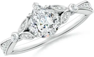 Angara Lab Grown Nature-Inspired Pear Diamond Engagement Ring with Leaf Motifs in 14K Solid Gold/Platinum | April Birthstone, Birthday, Anniversary, Wedding Jewelry Gift for Women