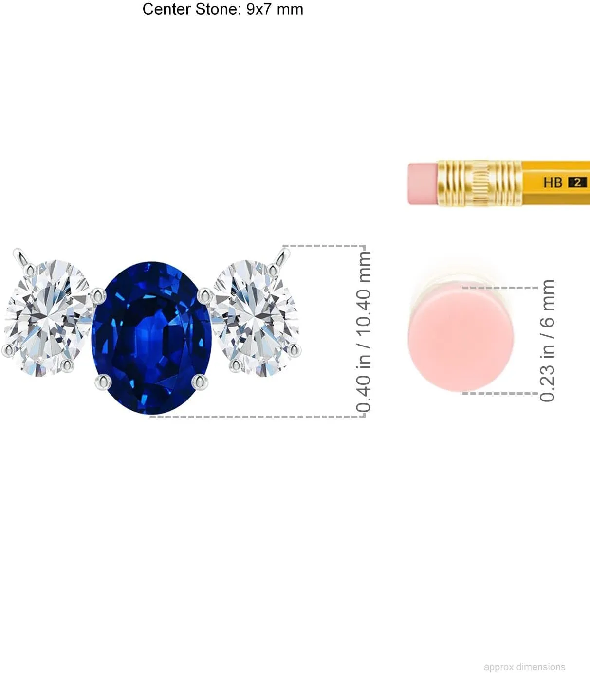 Angara Lab Grown Oval Blue Sapphire Three Stone Pendant in 14K Solid Gold/Platinum | September Birthstone, Birthday, Engagement, Anniversary, Wedding Jewelry Gift for Women