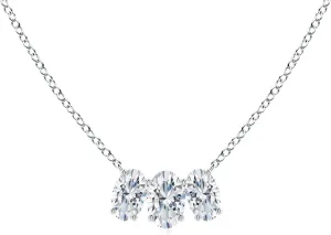 Angara Lab Grown Oval Diamond Three Stone Pendant in 14K Solid Gold/Platinum | April Birthstone, Birthday, Engagement, Anniversary, Wedding Jewelry Gift for Women