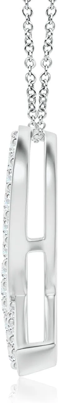 Angara Lab Grown Pave-Set Diamond Awareness Ribbon Pendant in 14K Solid Gold/Platinum | April Birthstone, Birthday, Engagement, Anniversary, Wedding Jewelry Gift for Women