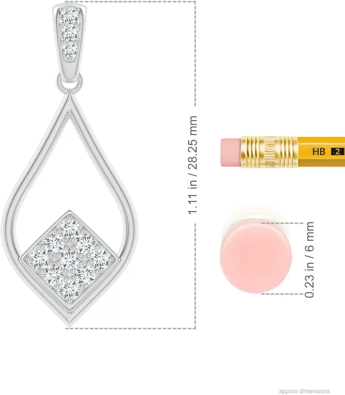 Angara Lab Grown Pave-Set Diamond Pointed Teardrop Pendant in 14K Solid Gold/Platinum | April Birthstone, Birthday, Engagement, Anniversary, Wedding Jewelry Gift for Women