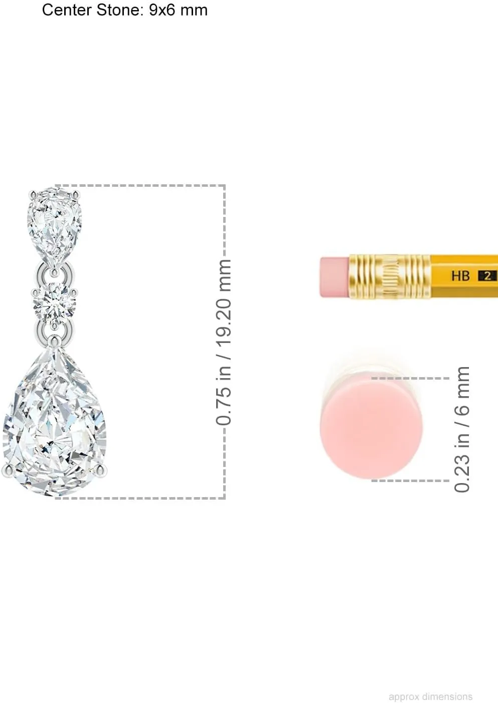 Angara Lab Grown Pear and Round Diamond Three Stone Pendant in Silver / 14K Solid Gold/Platinum | April Birthstone, Birthday, Engagement, Anniversary, Wedding Jewelry Gift for Women