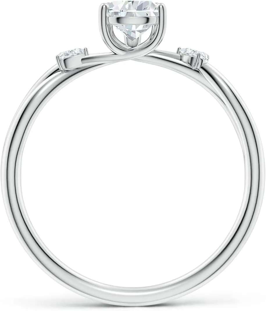 Angara Lab Grown Pear Diamond Side Stone Engagement Ring in 14K Solid Gold/Platinum | April Birthstone, Birthday, Anniversary, Wedding Jewelry Gift for Women
