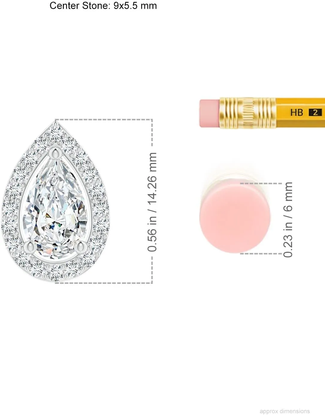 Angara Lab Grown Pear Diamond Solitaire Floating Halo Pendant in 14K Solid Gold/Platinum | April Birthstone, Birthday, Engagement, Anniversary, Wedding Jewelry Gift for Women